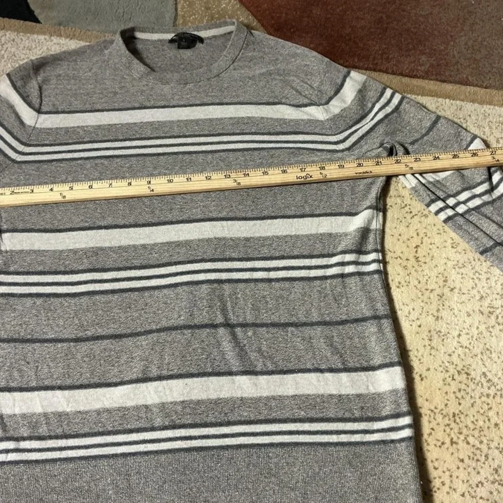 Banana Republic Mens Silk Linen Striped Crewneck Sweater‎ Old Money White L